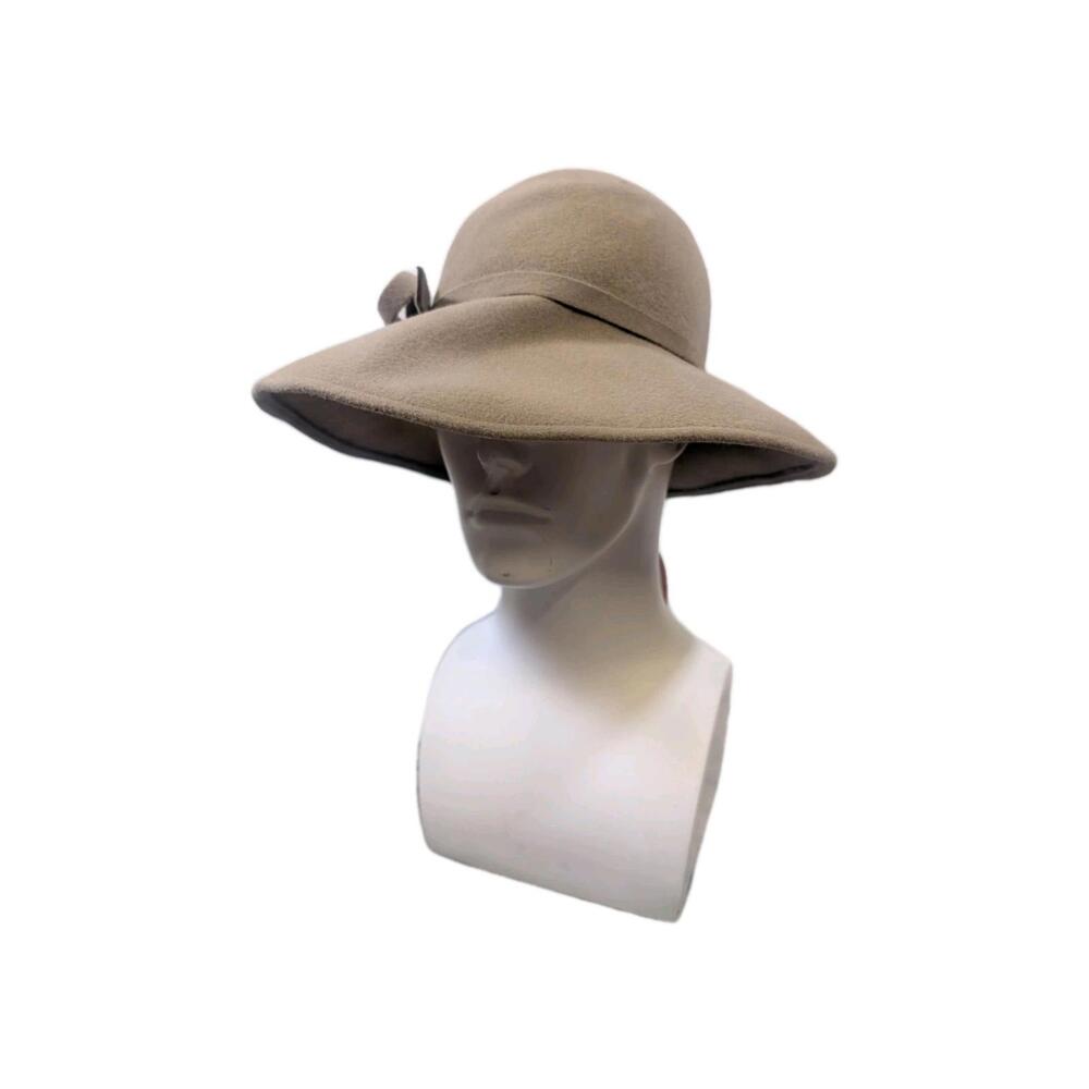 NWT Vintage Frank Olive Brown/Taupe 100% wool Hat For William Penn Hat&Gown